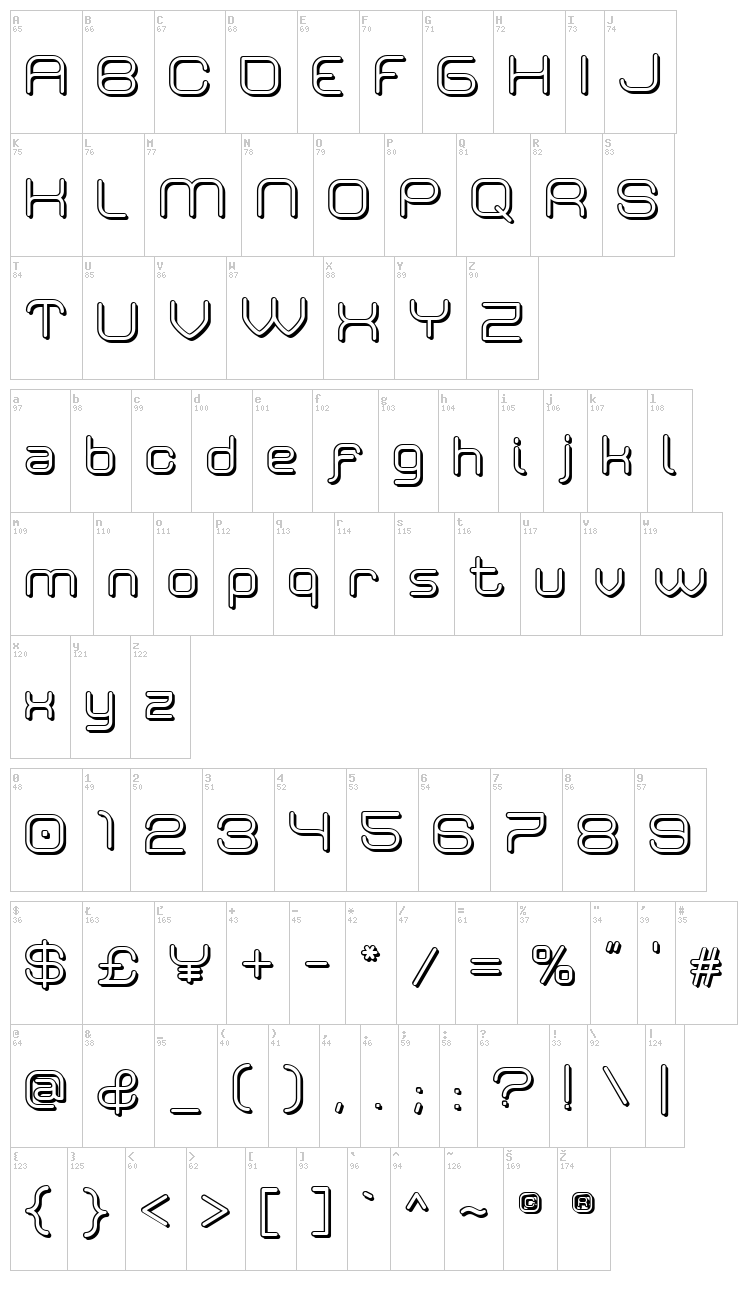 Rivaldizakie font map
